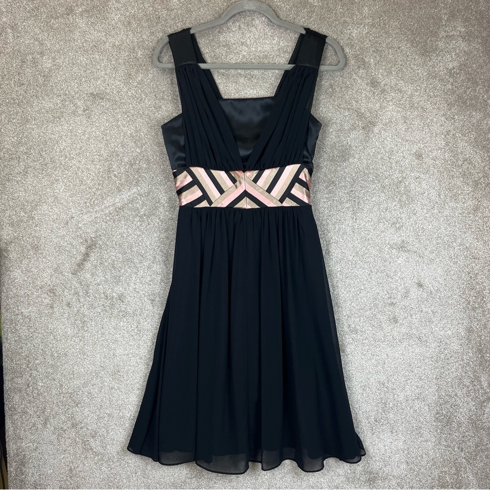 Eliza J Dress Womens 4 Black Pink Sleeveless Side Zip Flare Lined- 1652*
